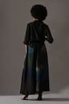 Shop_Medha_Black Silk Patchwork Mandarin Collar Tie Dye Shirt And Palazzo Set _at_Aza_Fashions