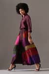 Buy_Medha_Multi Color Silk Patchwork Collared, V-neck Tie Dye Flared Palazzo And Shirt Set _at_Aza_Fashions