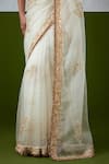 Ikshita Choudhary_White Organza, Chanderi Silk, Satin Embroidery, Zari, Hand Saree With Blouse _Online_at_Aza_Fashions