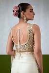 Buy_Ikshita Choudhary_White Organza, Chanderi Silk, Satin Embroidery, Zari, Hand Saree With Blouse _Online_at_Aza_Fashions