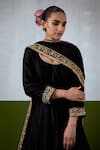 Buy_Ikshita Choudhary_Black Chanderi, Organza Embroidery, Zari, Metallic Hand Anarkali With Dupatta _Online_at_Aza_Fashions