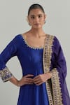 Shop_Ikshita Choudhary_Blue Chanderi, Organza Embroidery, Piping, Sequins Hand Anarkali With Dupatta _Online_at_Aza_Fashions