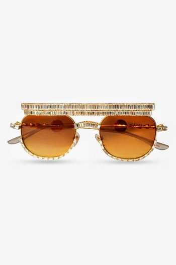 Buy_PRERTO_Brown Kyoto Jeweled Sunglasses _at_Aza_Fashions