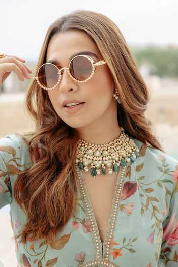 Buy_PRERTO_Brown Bahamas Jeweled Sunglasses _at_Aza_Fashions