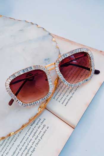 Buy_PRERTO_Brown Ibiza Jeweled Sunglasses _at_Aza_Fashions
