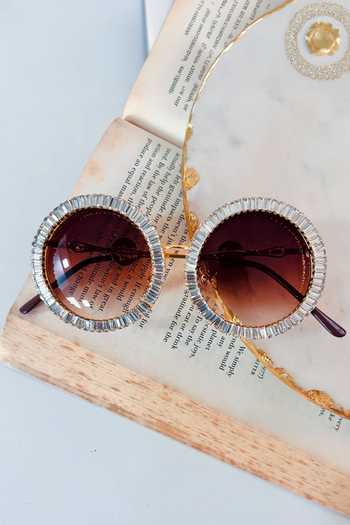 Buy_PRERTO_Brown Palma Jeweled Sunglasses _at_Aza_Fashions