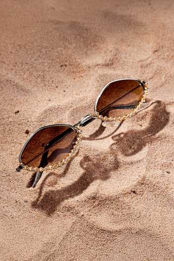 Buy_PRERTO_Brown Cannes Jeweled Sunglasses _at_Aza_Fashions