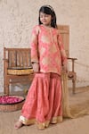 Buy_The Plum Bum_Pink Silk, Tissue, Net Embroidery, Gota Patti, Floral Pattern Kurta Sharara Set _Online_at_Aza_Fashions