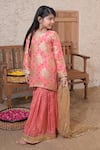 Shop_The Plum Bum_Pink Silk, Tissue, Net Embroidery, Gota Patti, Floral Pattern Kurta Sharara Set _at_Aza_Fashions
