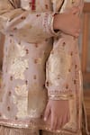 The Plum Bum_Beige Silk, Tissue, Net Gota Patti, Beads, Lace Floral Pattern Kurta Sharara Set _Online_at_Aza_Fashions