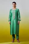Buy Anantaa By Roohi Green Chanderi Silk Sequins, Embroidery Split V-neck Kurta With Pant at Aza Fashions Buy_Anantaa By Roohi_Green Chanderi Silk Sequins, Embroidery Split V-neck Kurta With Pant _at_Aza_Fashions