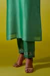 Shop Anantaa By Roohi Green Chanderi Silk Sequins, Embroidery Split V-neck Kurta With Pant Online at Aza Fashions Shop_Anantaa By Roohi_Green Chanderi Silk Sequins, Embroidery Split V-neck Kurta With Pant _Online_at_Aza_Fashions