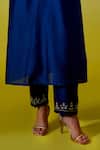 Buy_Anantaa By Roohi_Blue Chanderi Silk Embroidery, Sequins Round Neck Kurta With Pant _Online_at_Aza_Fashions