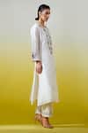 Anantaa By Roohi_Off White Chanderi Silk Sequins, Embroidery Round Neck Kurta With Pant _Online_at_Aza_Fashions