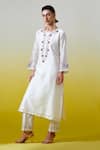 Buy_Anantaa By Roohi_Off White Chanderi Silk Sequins, Embroidery Round Neck Kurta With Pant _Online_at_Aza_Fashions