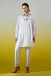 Buy_Anantaa By Roohi_Off White Silk, Silk, Embroidery, Pintuck Shirt With Pant _at_Aza_Fashions