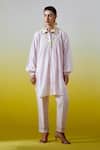 Buy_Anantaa By Roohi_Pink Organza, Chanderi , Embroidery, Pintuck Shirt With Pant _at_Aza_Fashions