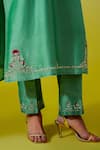 Anantaa By Roohi_Green Chanderi Silk Sequins, Embroidery Notched Neck Kurta With Pant _at_Aza_Fashions
