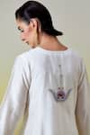 Buy_Anantaa By Roohi_Off White Chanderi Silk Sequins, Embroidery Notched Neck Kurta With Pant 