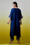 Shop_Anantaa By Roohi_Blue Chanderi Silk Sequins, Embroidery Round Neck Kaftan Kurta And Pant Set _at_Aza_Fashions