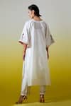 Shop_Anantaa By Roohi_Off White Chanderi Silk Embroidery, Sequins Split V-neck Kaftan Kurta And Pant Set _at_Aza_Fashions