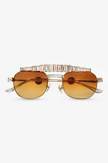 Buy_PRERTO_Brown Java Jeweled Sunglasses _at_Aza_Fashions