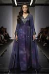 Buy_Nikita Mhaisalkar_Purple Georgette Embroidery, Sequins, Tassels, Galaxy Print Dress With Jacket _at_Aza_Fashions