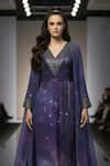 Shop_Nikita Mhaisalkar_Purple Georgette Embroidery, Sequins, Tassels, Galaxy Print Dress With Jacket _at_Aza_Fashions