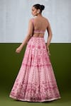Shop_Ikshita Choudhary_Pink Organza Embroidery, Sequins Square Neck Hand Lehenga Set _at_Aza_Fashions