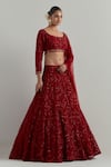 Buy Ikshita Choudhary Red Net Embroidery, Sequins, Tassels, Beads Square Hand Bridal Lehenga Set Online at Aza Fashions Buy_Ikshita Choudhary_Red Net Embroidery, Sequins, Tassels, Beads Square Hand Bridal Lehenga Set _Online_at_Aza_Fashions