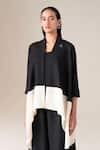 Buy Ampm Black Wool Brooches Mandarin Collar Anh Color Block Throw Top at Aza Fashions Buy_Ampm_Black Wool Brooches Mandarin Collar Anh Color Block Throw Top _at_Aza_Fashions