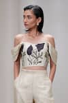 Buy The Right Cut Cream Silk Beads, Embroidery Off-shoulder Off Leaf Crop Top at Aza Fashions Buy_The Right Cut_Cream Silk Beads, Embroidery Off-shoulder Off Leaf Crop Top _at_Aza_Fashions