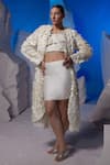 Buy Samant Chauhan Ivory Cotton, Silk Applique, Fabric Textured Jacket Top And Short Skirt Set at Aza Fashions Buy_Samant Chauhan_Ivory Cotton, Silk Applique, Fabric Textured Jacket Top And Short Skirt Set _at_Aza_Fashions
