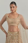 Ikshita Choudhary Beige Net Mirrors, Embroidery, Sequins, Tassels Scoop Neck Hand Lehenga Set Online at Aza Fashions Ikshita Choudhary_Beige Net Mirrors, Embroidery, Sequins, Tassels Scoop Neck Hand Lehenga Set _Online_at_Aza_Fashions