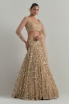 Shop Ikshita Choudhary Beige Net Mirrors, Embroidery, Sequins, Tassels Scoop Neck Hand Lehenga Set Online at Aza Fashions Shop_Ikshita Choudhary_Beige Net Mirrors, Embroidery, Sequins, Tassels Scoop Neck Hand Lehenga Set _Online_at_Aza_Fashions