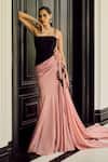 Buy_Supria Munjal_Pink Crepe Bandeau Neck Mermaid Corset Dress _at_Aza_Fashions