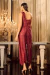 Shop_Supria Munjal_Wine Organza Fringe, Sequins One Shoulder Dress _at_Aza_Fashions
