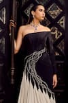 Buy_Supria Munjal_Black Crepe Beads Off-shoulder Off Corset Gown _Online_at_Aza_Fashions