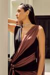 Buy_Supria Munjal_Black Crepe V-neck Knotted Draped Gown _Online_at_Aza_Fashions