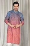 Shop_Aham-Vayam_Coral Cotton Sequins Ombre Bandhani Embroidered Kurta And Pant Set _Online