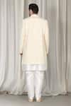 Shop_Aham-Vayam_Ivory Cotton Embroidery, Sequins Pavitra Geometric Sherwani Set _at_Aza_Fashions
