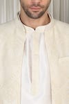 Buy_Aham-Vayam_Ivory Cotton Embroidery, Sequins Pavitra Geometric Sherwani Set _Online