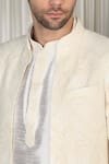 Shop_Aham-Vayam_Ivory Cotton Embroidery, Sequins Pavitra Geometric Sherwani Set _Online