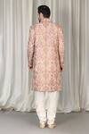 Shop_Aham-Vayam_Coral Cotton, Silk Embroidery Kashmiriyat Sherwani Set _at_Aza_Fashions