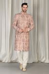 Aham-Vayam_Coral Cotton, Silk Embroidery Kashmiriyat Sherwani Set 