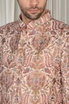 Aham-Vayam_Coral Cotton, Silk Embroidery Kashmiriyat Sherwani Set 