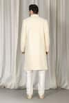 Shop_Aham-Vayam_Ivory Cotton, Silk Embroidery Jashne Bahar Sherwani Set _at_Aza_Fashions