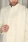 Buy_Aham-Vayam_Ivory Cotton, Silk Embroidery Jashne Bahar Sherwani Set 