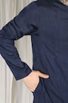 Shop_Aham-Vayam_Navy Cotton, Silk Embroidery Kashmiriyat Sherwani Jacket Set _Online_at_Aza_Fashions