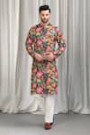 Shop_Aham-Vayam_Multi Color Cotton Satin, Cotton, Silk Embroidery, Sequins Floral Kurta Set _Online_at_Aza_Fashions